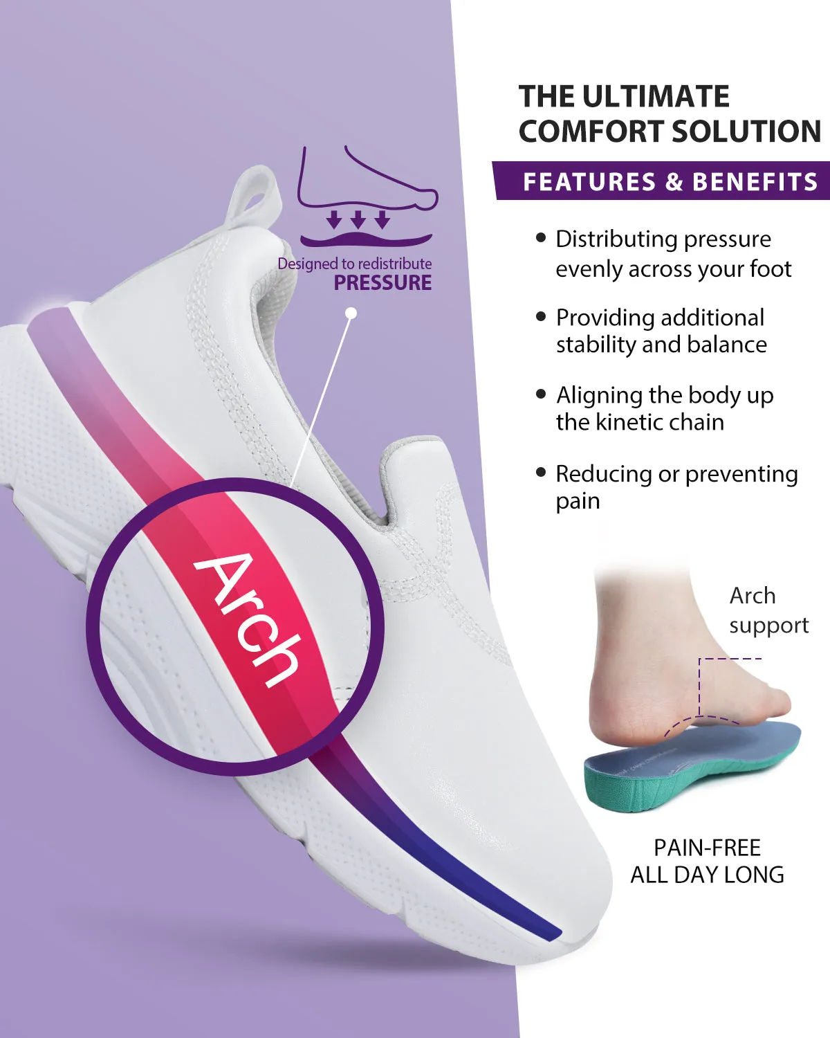 Arch Support Nurse Shoes-Dorez White