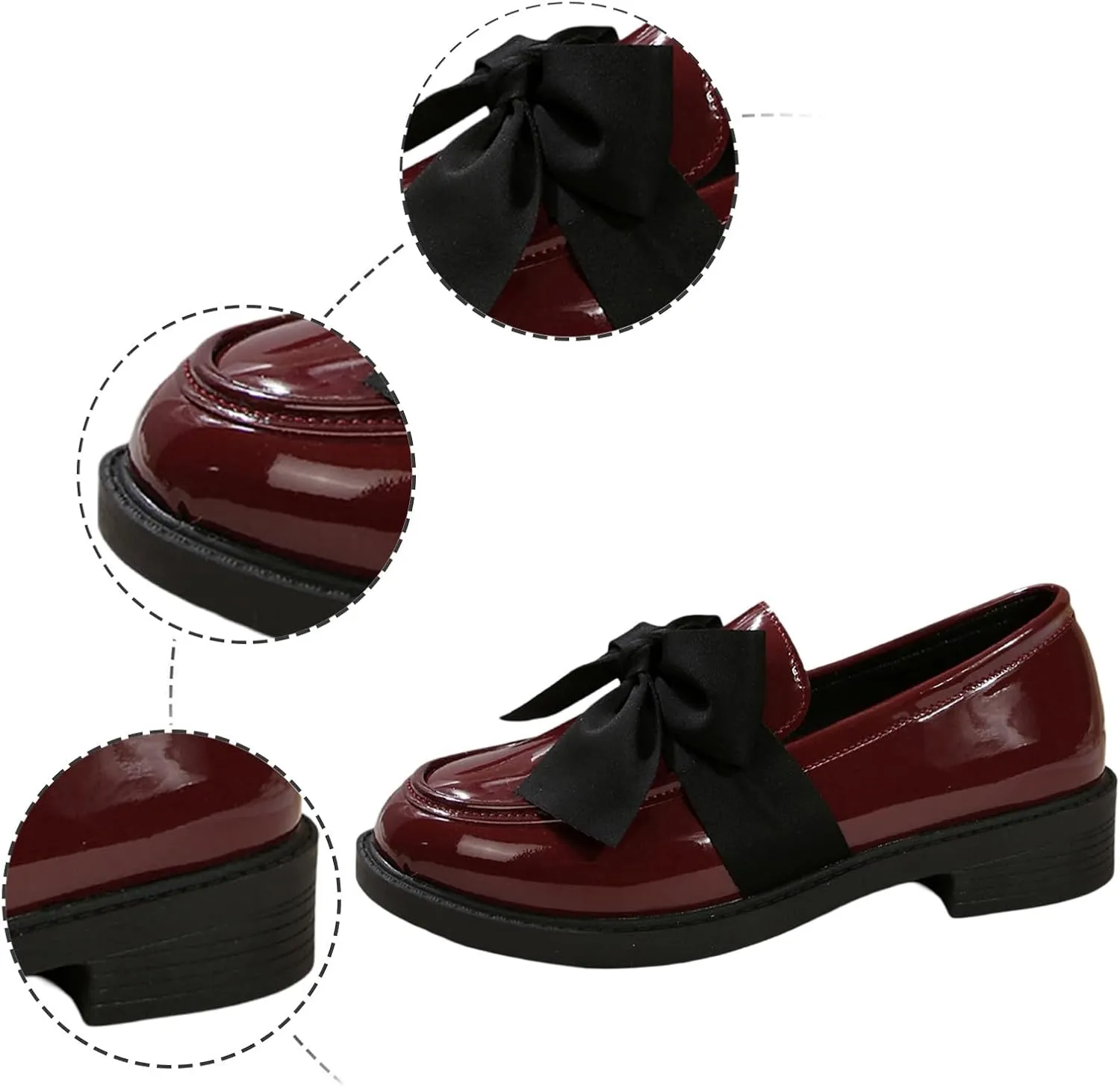 Chunky Loafers for Women Dressy Work Shoe Fashion Penny Loafer Slip on Business Shoes Bowknot Casual Work Shoes