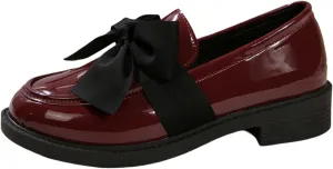 Chunky Loafers for Women Dressy Work Shoe Fashion Penny Loafer Slip on Business Shoes Bowknot Casual Work Shoes