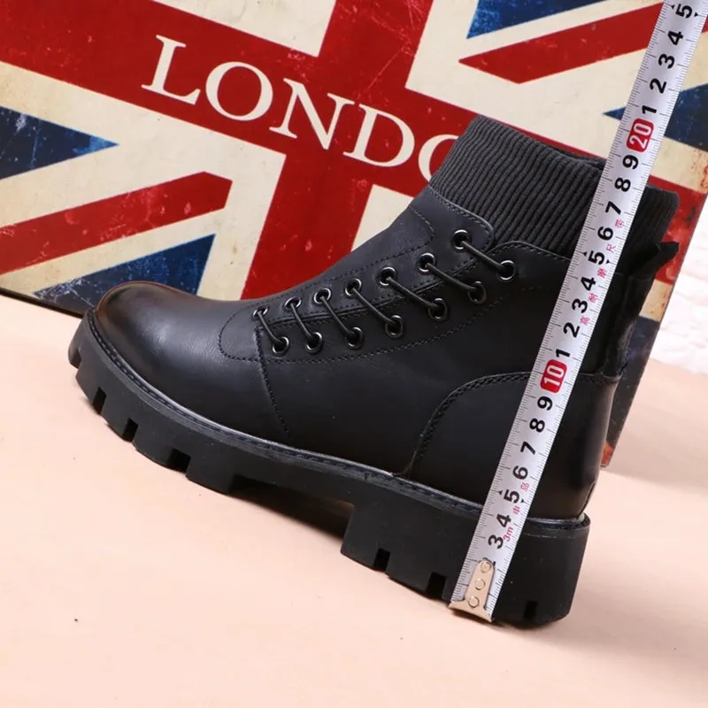 Cowboy platform leather boots