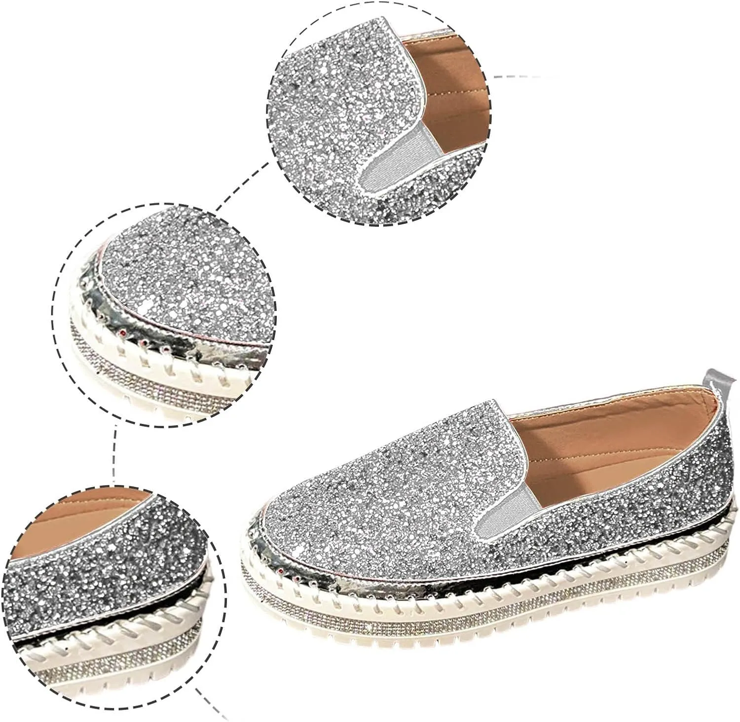 Glitter Platform Sneakers Women Slip On Shoe Fashion Bling Tennis Shoes Dressy Sneakers Sequin Rhinestone Shoes