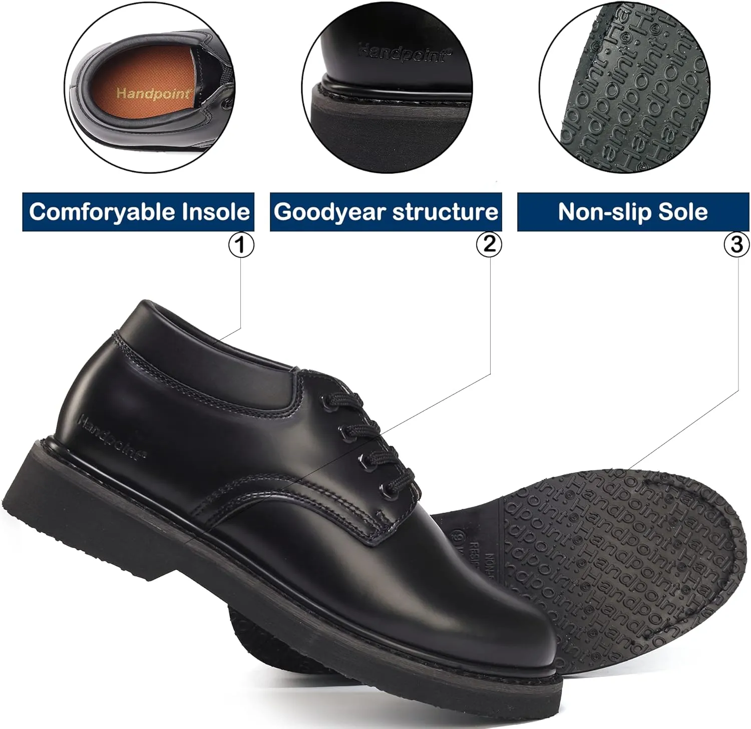HANDPOINT Oxford Men's Slip Resistant Durability Fashion Breathable Work Shoe H82102