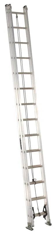 Louisville AE2200 Series AE2228 Extension Ladder, 27 ft 7 in H Reach, 300 lb, 28-Step, 1-1/2 in D Step, Aluminum :EA: QUANTITY: 1