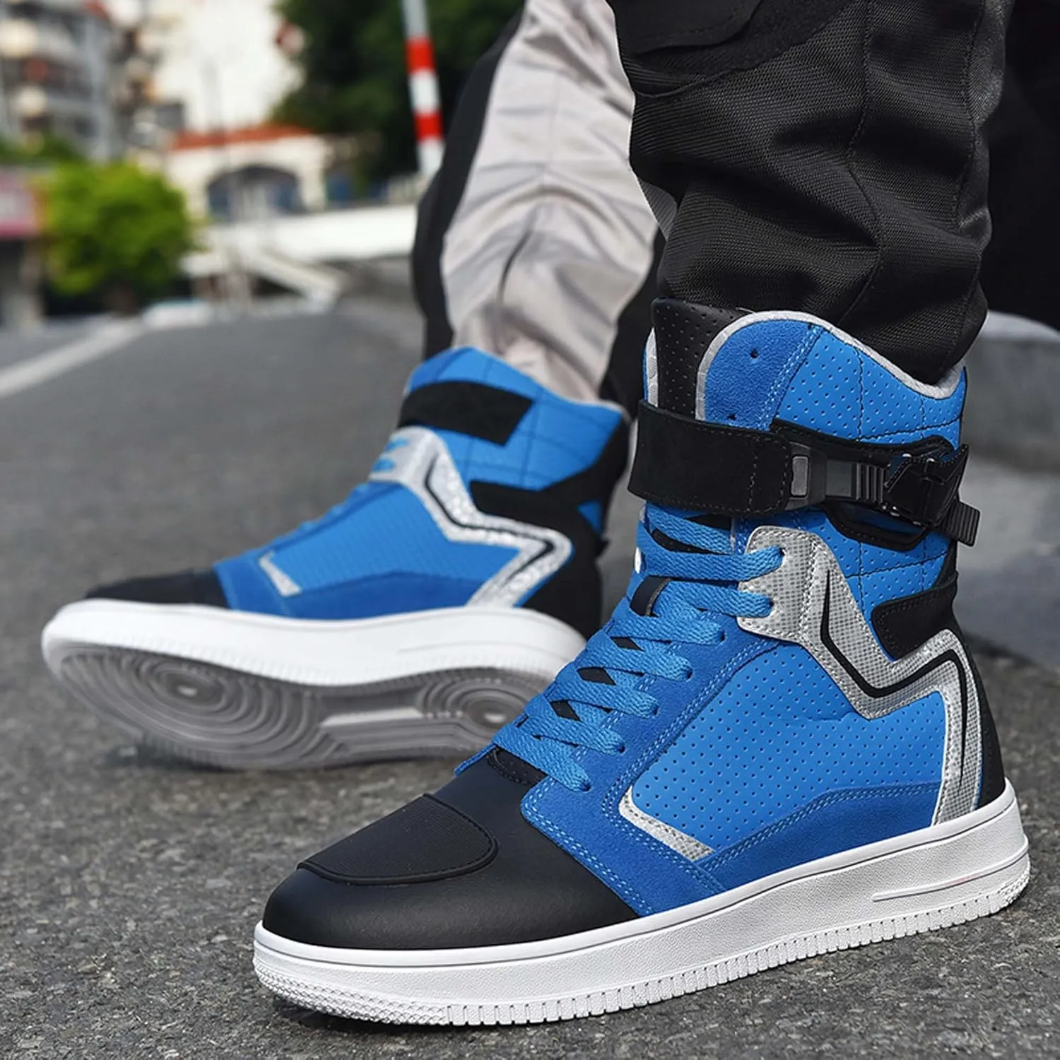 Men's and Women's Motorcycle Combat Boots, Racing Hiking, Outdoor Work Ankle Shoes, Men's Leather Boots With Protective Riding Boots