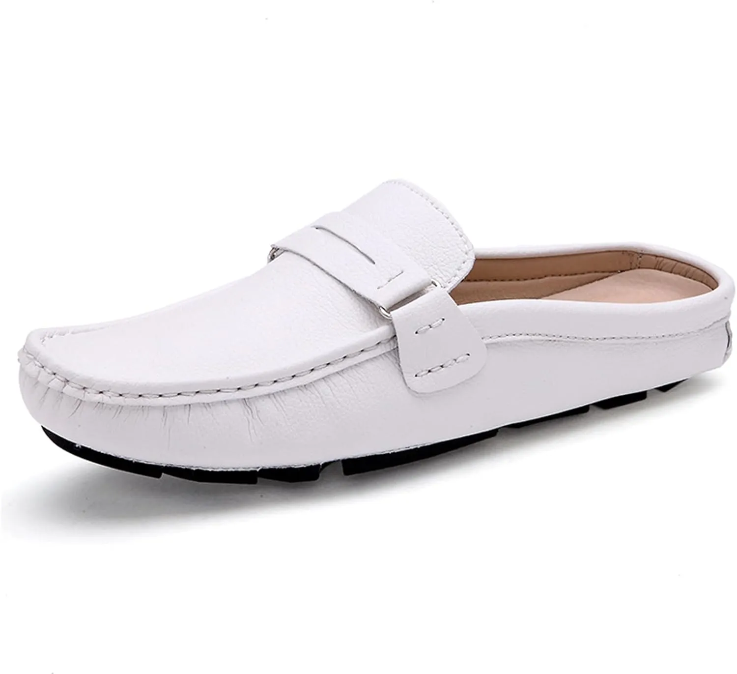 Men's Breathable Slip-On Loafers Leather Formal Wear Casual Open Back Business Casual Shoes