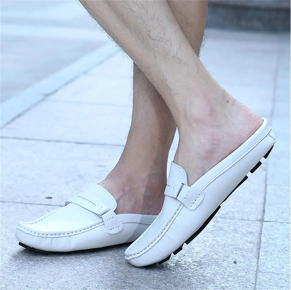 Men's Breathable Slip-On Loafers Leather Formal Wear Casual Open Back Business Casual Shoes