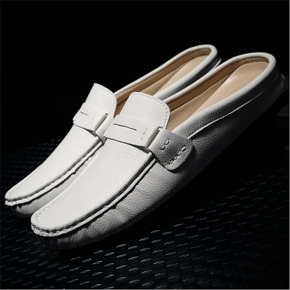 Men's Breathable Slip-On Loafers Leather Formal Wear Casual Open Back Business Casual Shoes