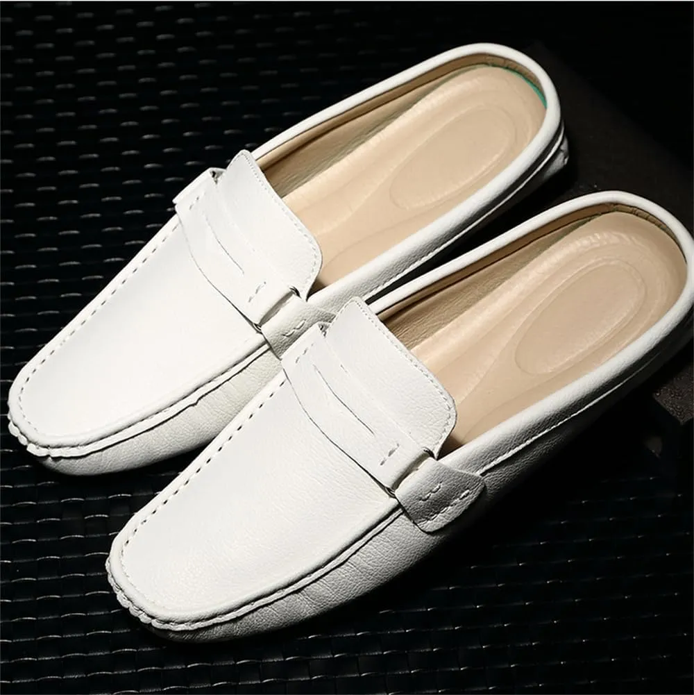 Men's Breathable Slip-On Loafers Leather Formal Wear Casual Open Back Business Casual Shoes