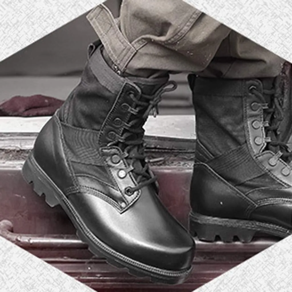 Men's Combat BootsOutdoor Mountaineering Off-Road Tactical Boots High-Tops Military Jungle Training Shoes,Black- 44/UK 9.5/US 10