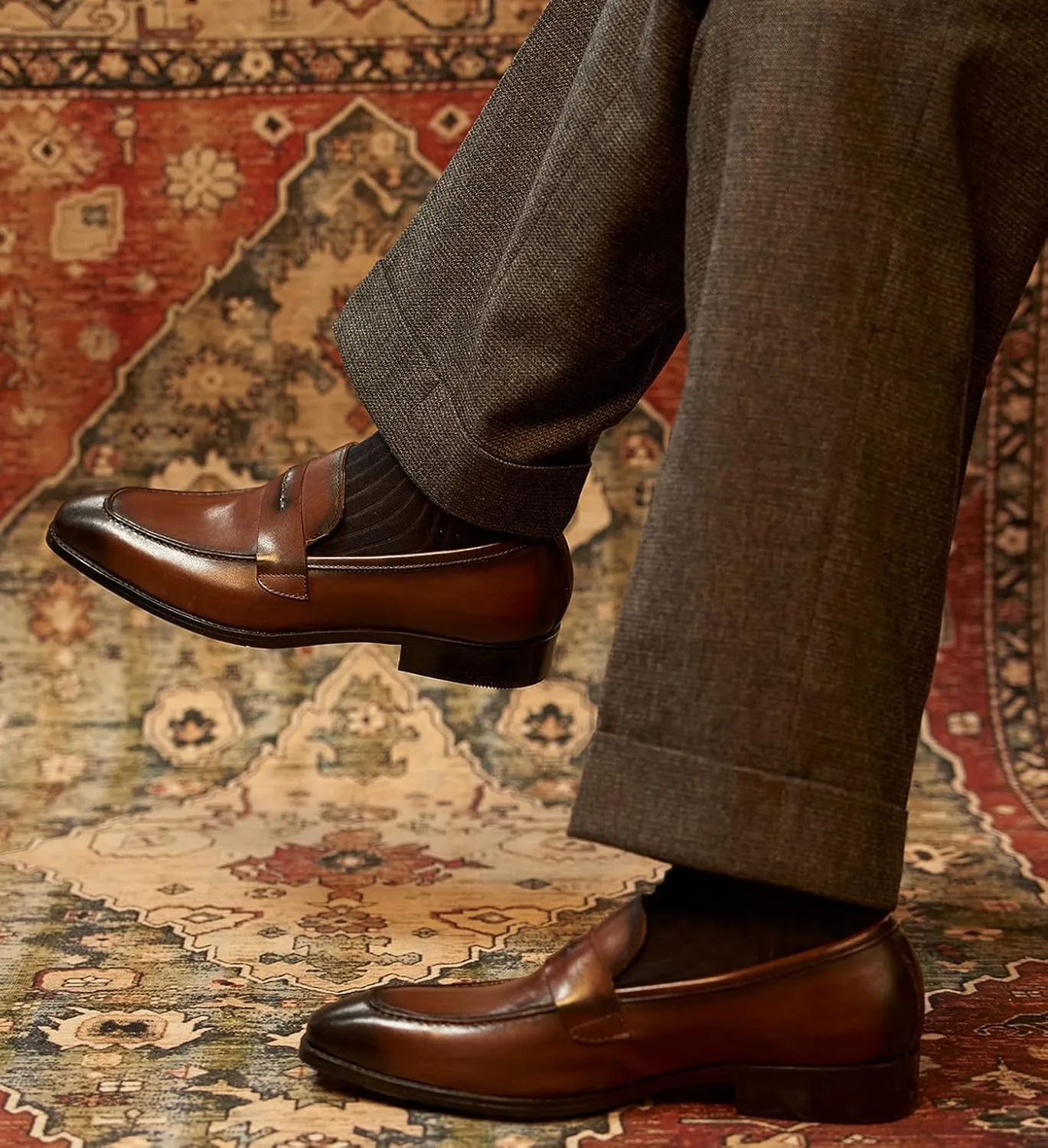 Mens Penny Loafers Slip On Formal Dress Shoes Fashion Modern Genuine Leather Suit Shoes Prom Wedding Business Mocasines Tuxedo Shoes for Men