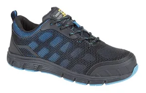 Men's Safety Steel Toe Cap Trainer Shoe - Black Blue M9806A