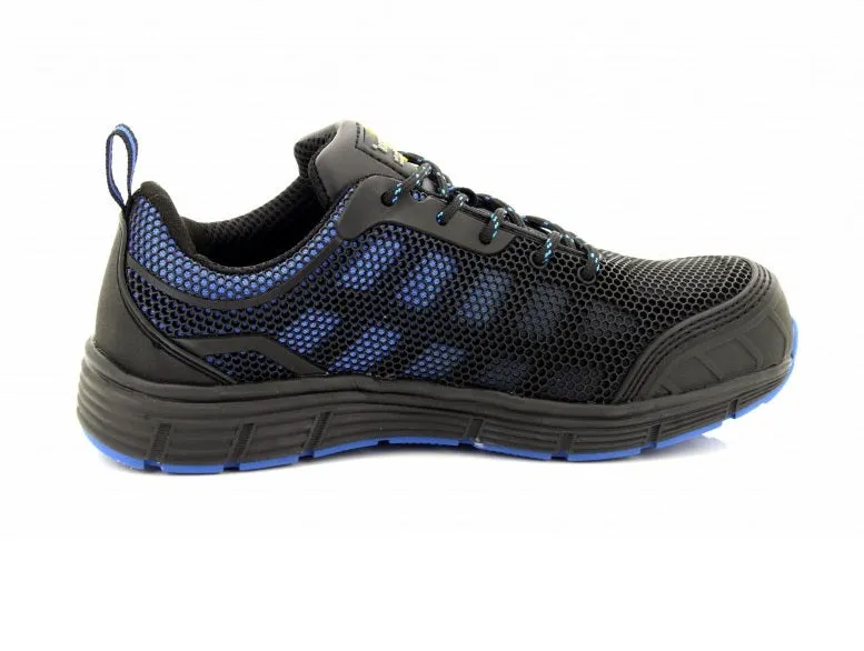 Men's Safety Steel Toe Cap Trainer Shoe - Black Blue M9806A