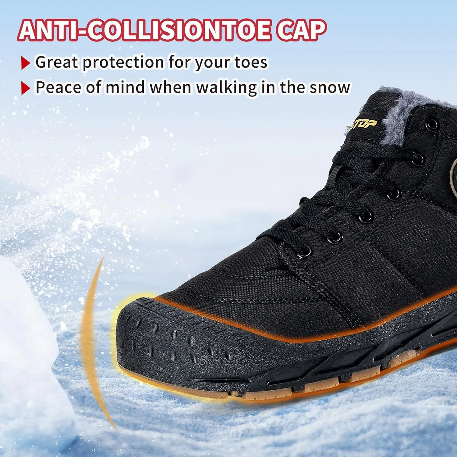 Mens Snow Boots, Mens Winter Boots, Mens Winter Trekking Snow Boots, Winter Boots for Men Waterproof Fur Lined Warm Winter Boots Men Lace up Snow Ankle Shoes Outdoor Anti-Slip Lightweight Hiking Boot