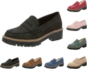 Orthoture-Orthopedic Platform Loafers Comfort Walking Shoes Womens Round Toe Slip on Loafers Lightweight Chunky Heel Shoes