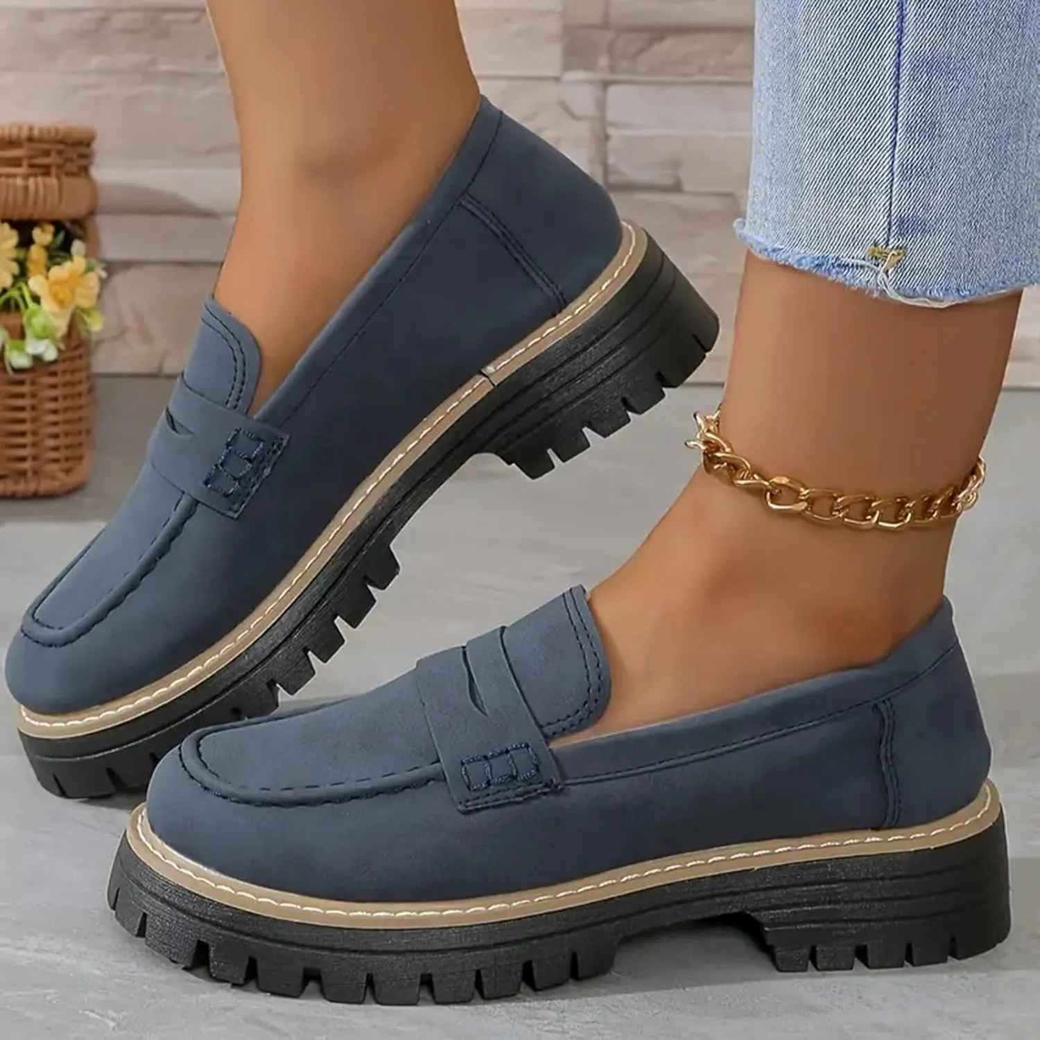 Orthoture-Orthopedic Platform Loafers Womens Round Toe Walking Shoes Comfort Lightweight Shoes Slip-on Casual Shoes