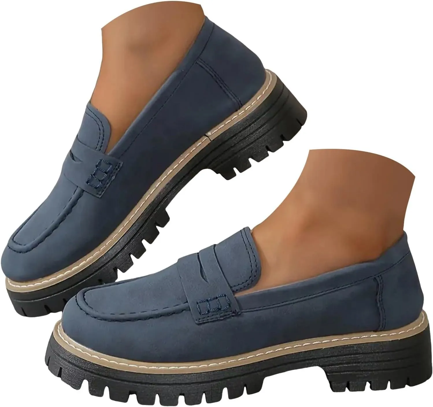 Orthoture-Orthopedic Platform Loafers Womens Round Toe Walking Shoes Comfort Lightweight Shoes Slip-on Casual Shoes