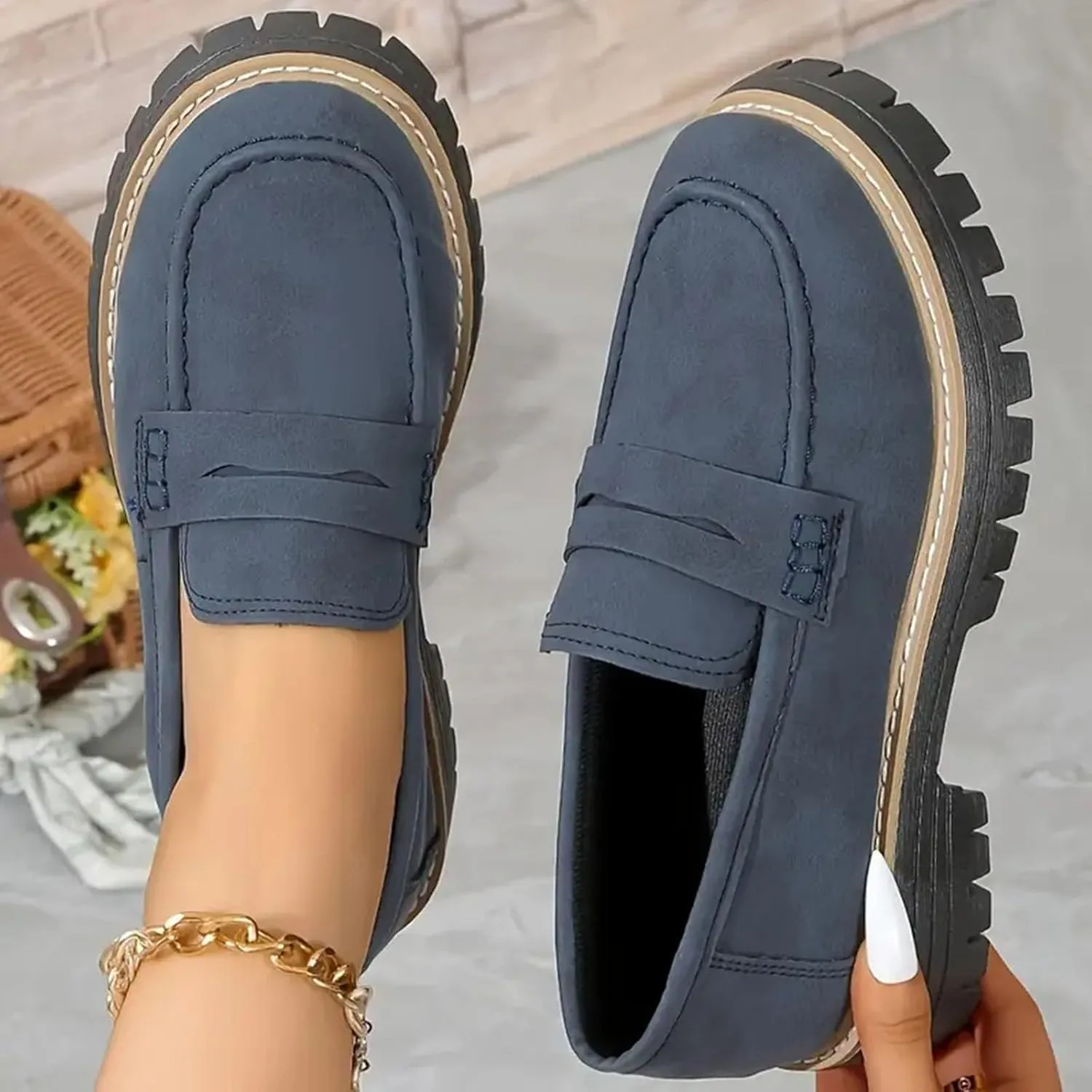 Orthoture-Orthopedic Platform Loafers Womens Round Toe Walking Shoes Comfort Lightweight Shoes Slip-on Casual Shoes
