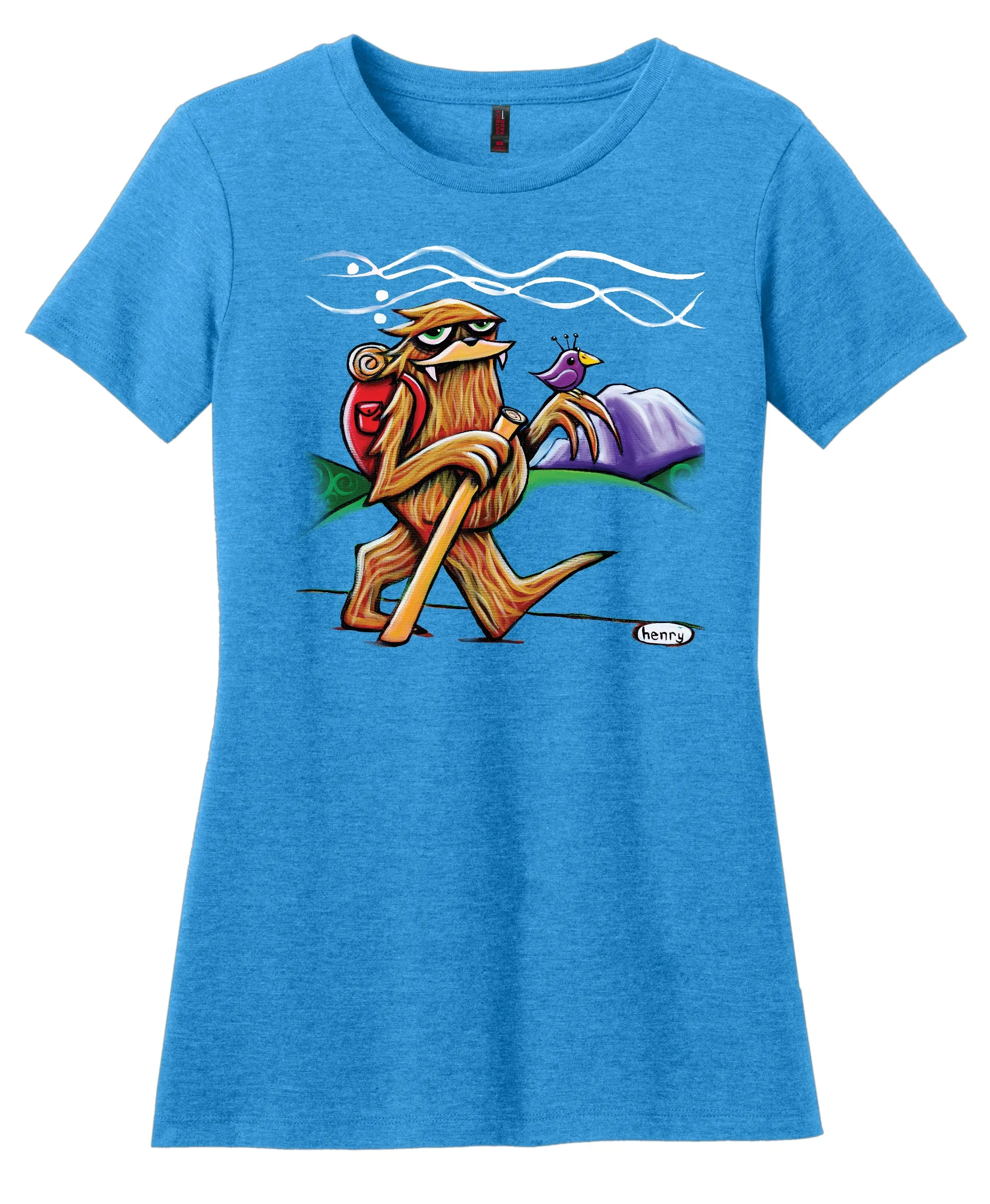Sasquatch Hiking | Feminine Cut T-Shirt | Wearable Art by "Henry"