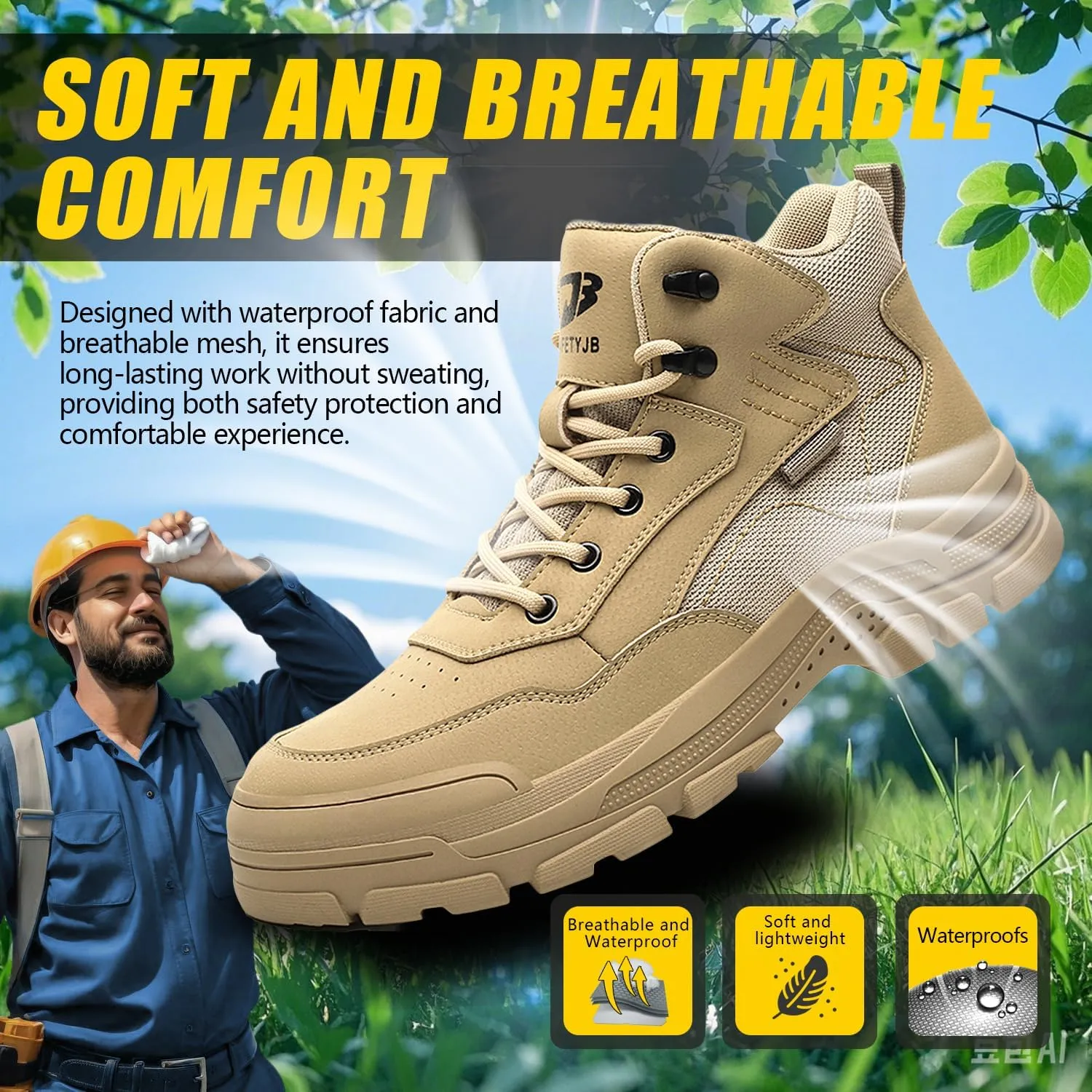 Steel Toe Boots for Men Women Indestructible High Top Steel Toe Work Shoes for Men Lightweight Non Slip Industry Construction Safety Boots