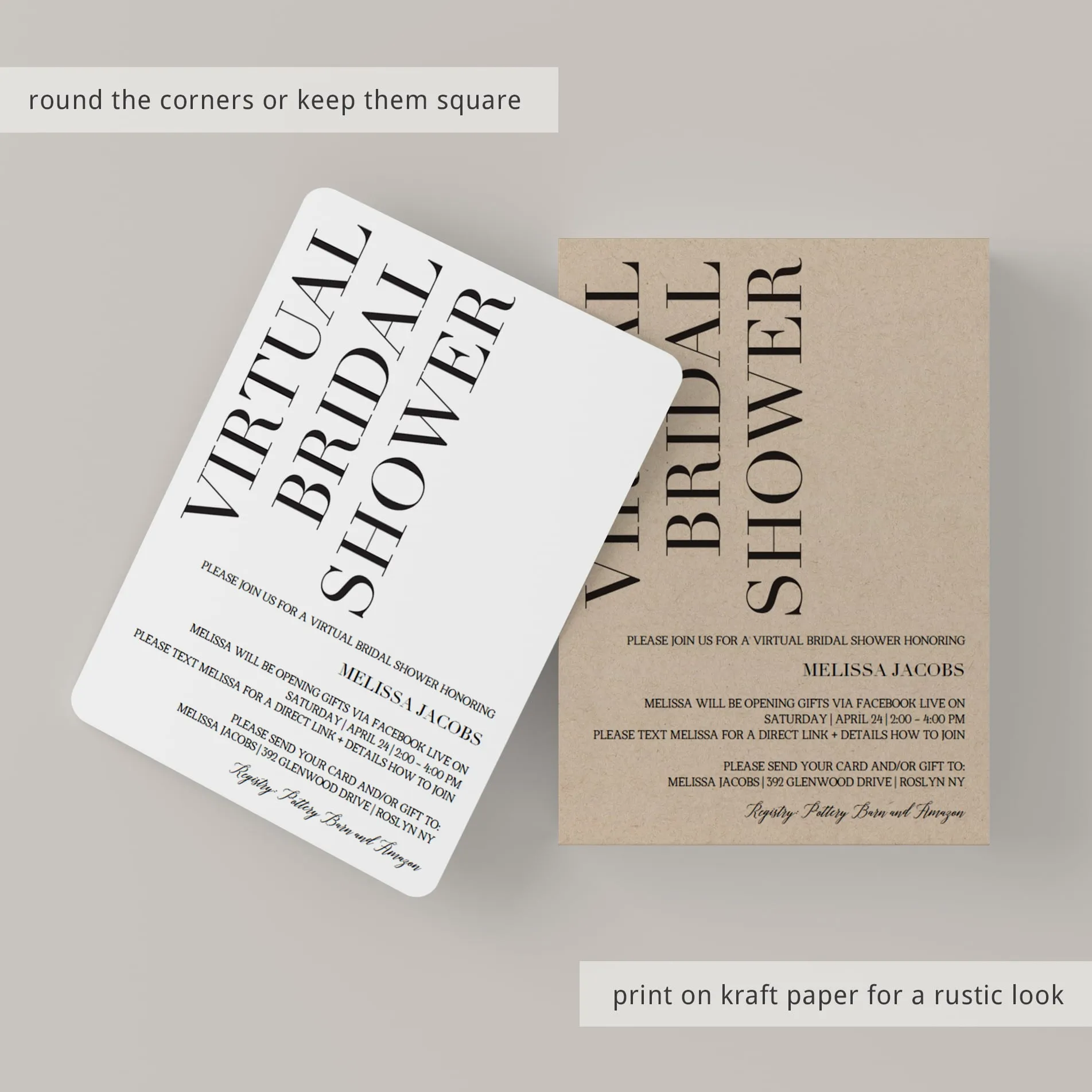 Virtual Bridal Shower Invite Editable Template