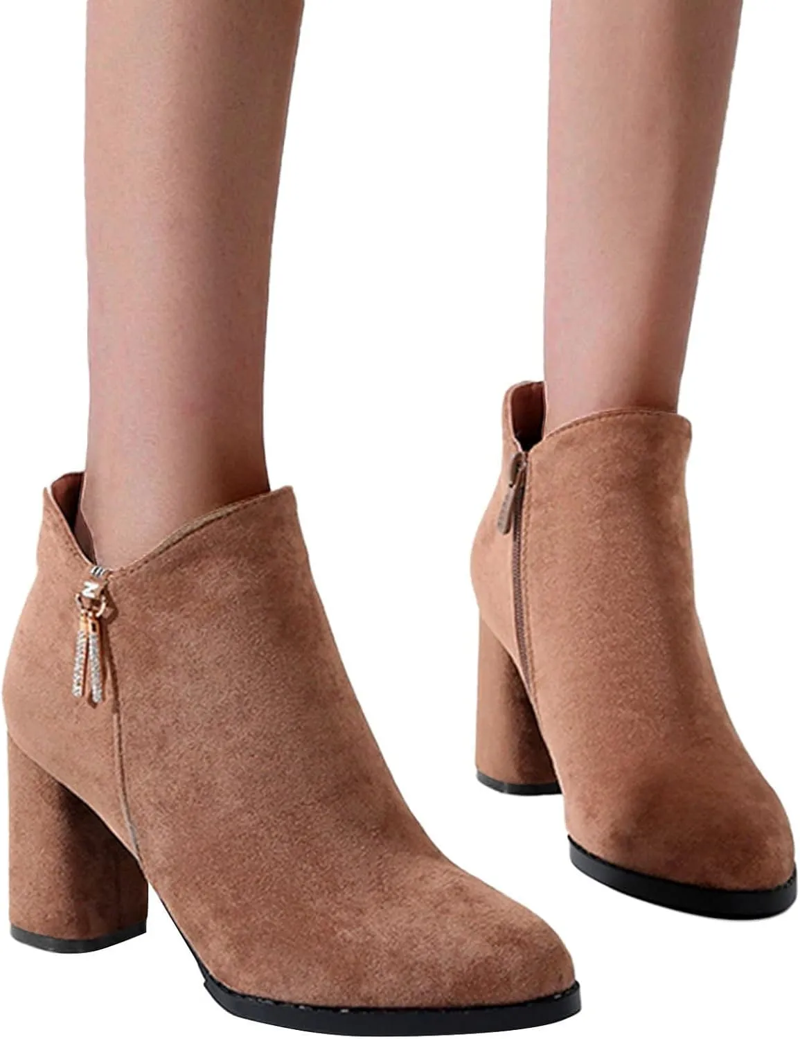 Womens Boots Ankle Boots for Women Women's Shoes Casual Boots Fashion High Chunky Heel Suede Padded Short Boots