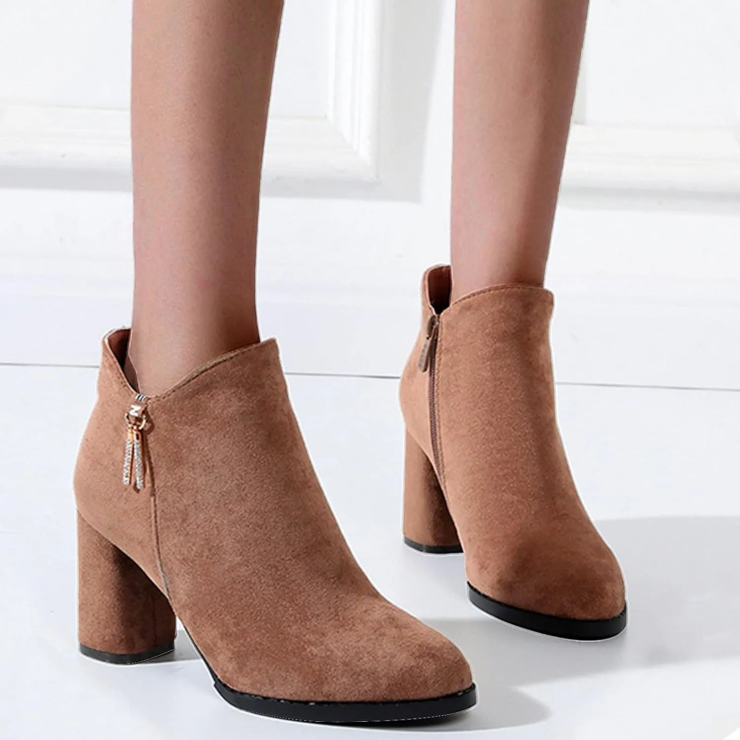 Womens Boots Ankle Boots for Women Women's Shoes Casual Boots Fashion High Chunky Heel Suede Padded Short Boots