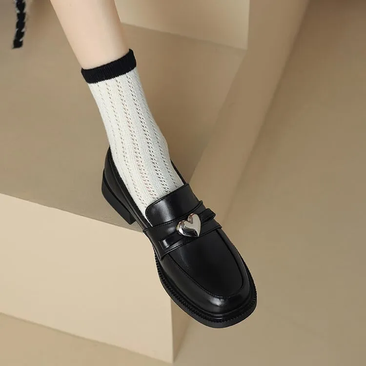 Women's Flat Loafers Fashion Heart Decoration Oxfords Business Work Casual Shoes