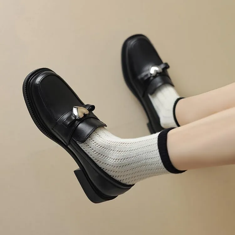Women's Flat Loafers Fashion Heart Decoration Oxfords Business Work Casual Shoes