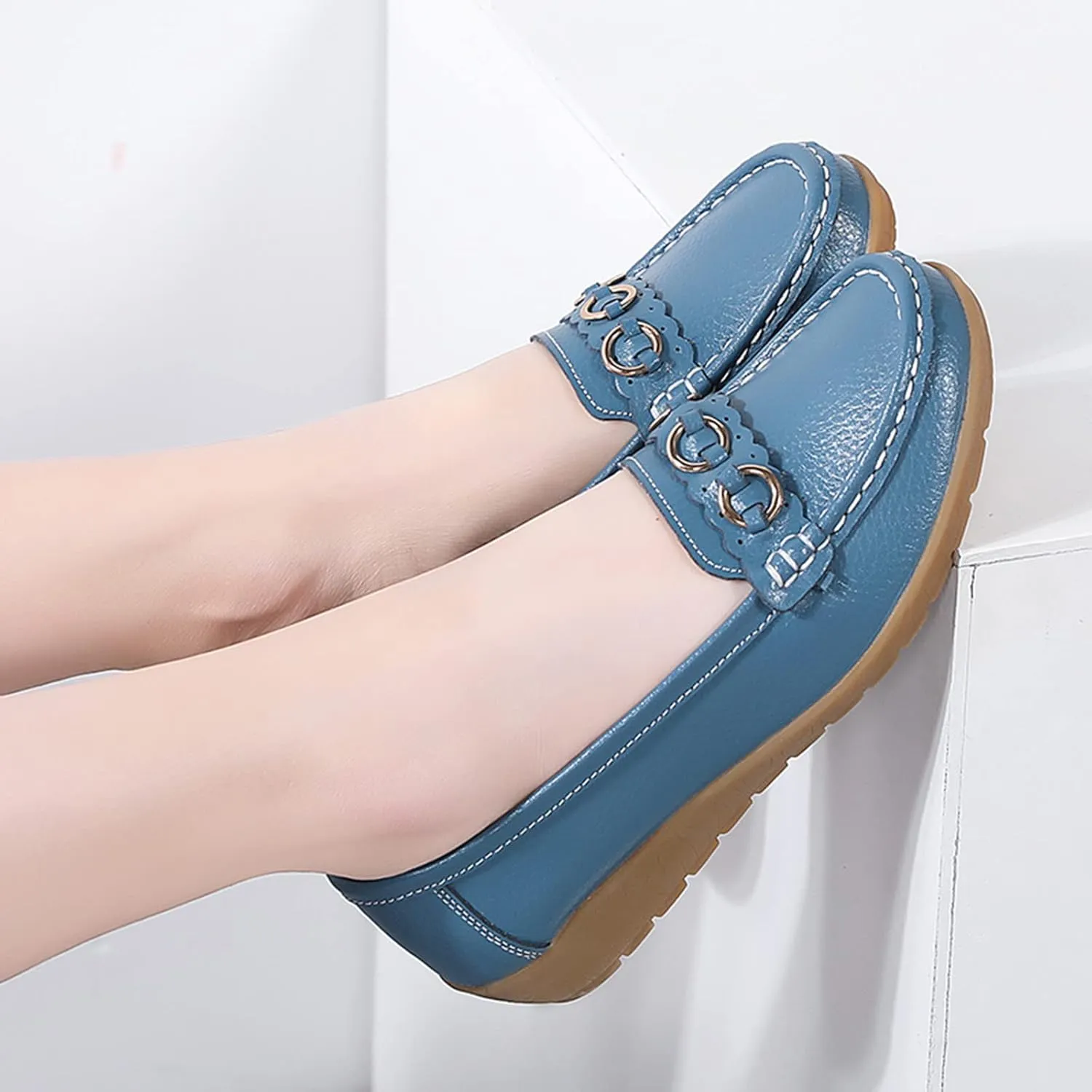 Womens Flats Comfortable Dressy Loafers Lightweight Walking Flat Slip On Work Shoes Round Toe Flats Loafers